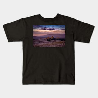 Sunset clouds and redwood trees Kids T-Shirt